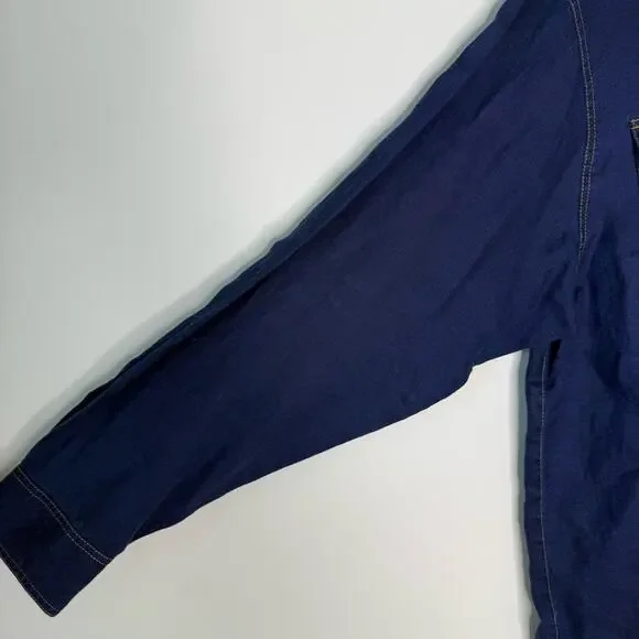 Lafayette 148 | Everson Linen Chambray Button Up Shirt Size Medium Dark Wash - Picture 3 of 9